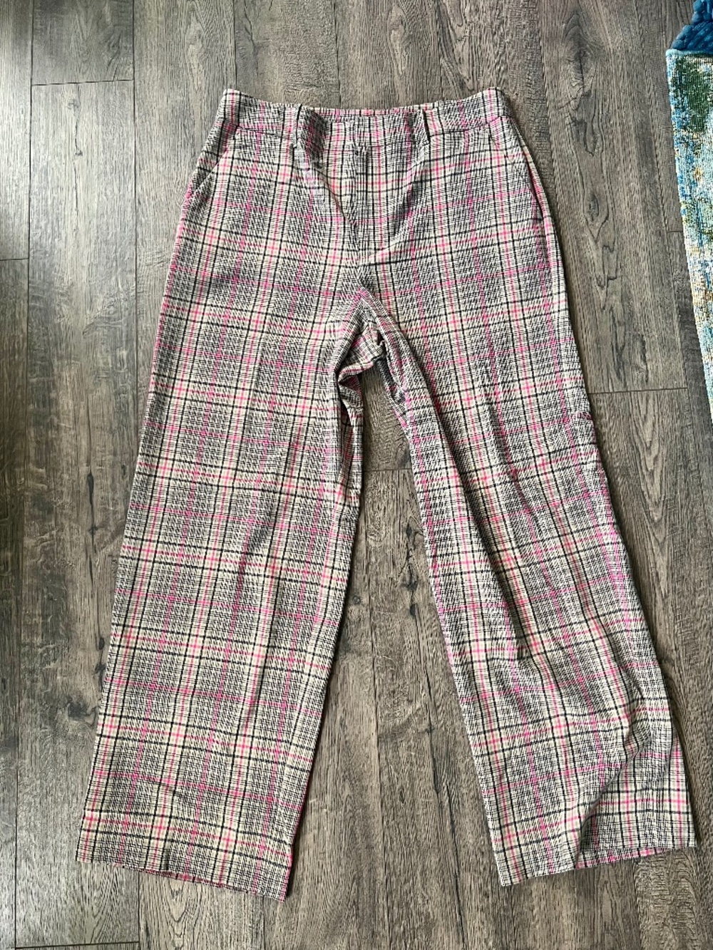 On 34th preppy plaid wide leg dress pants